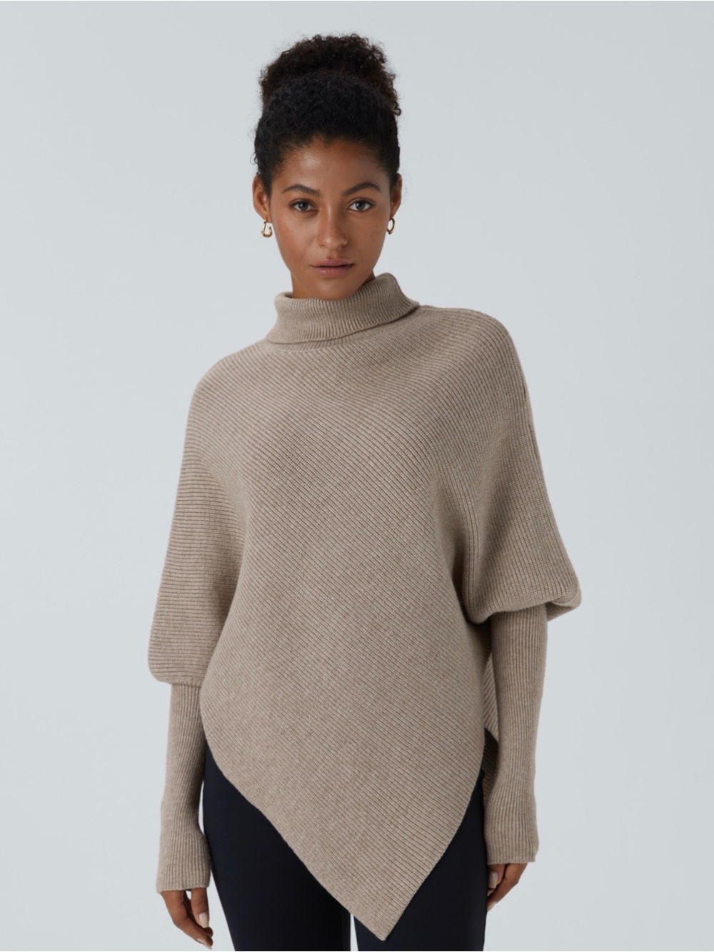 Halara High Neck Long Sleeve Asymmetric
Hem Work Sweater- Oatmeal
